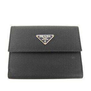 Prada Wallet Triangle Logo Black Nylon Hook Bifold